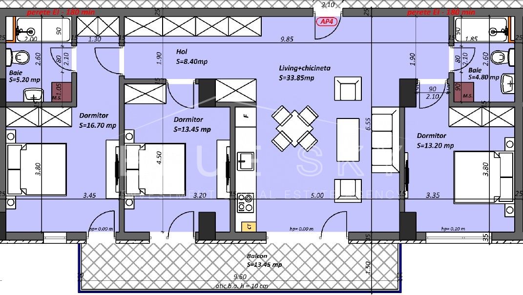 Plan apartament 4 camere 107,45 mp, Madrid 48